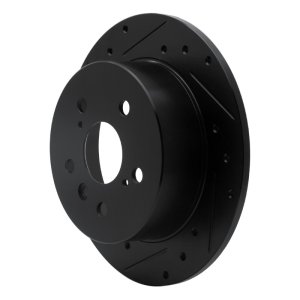 Lexus ES300H Brake Rotor (1) - Rear Left - R1 Concepts - Drilled & Slotted - Black - `12-`18